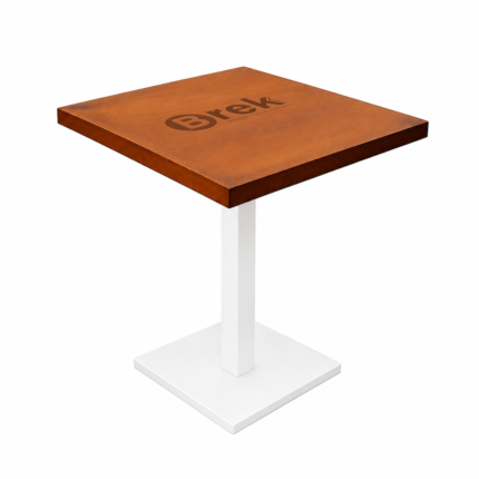 Mesa wood base cuadrada blanca
