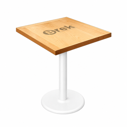 Mesa maple base circular blanca